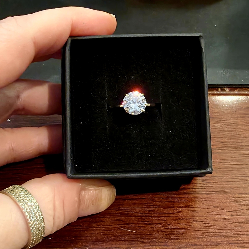 Certified 2 Carat Moissanite 18k Gold Plated Over Sterling Silver Ring